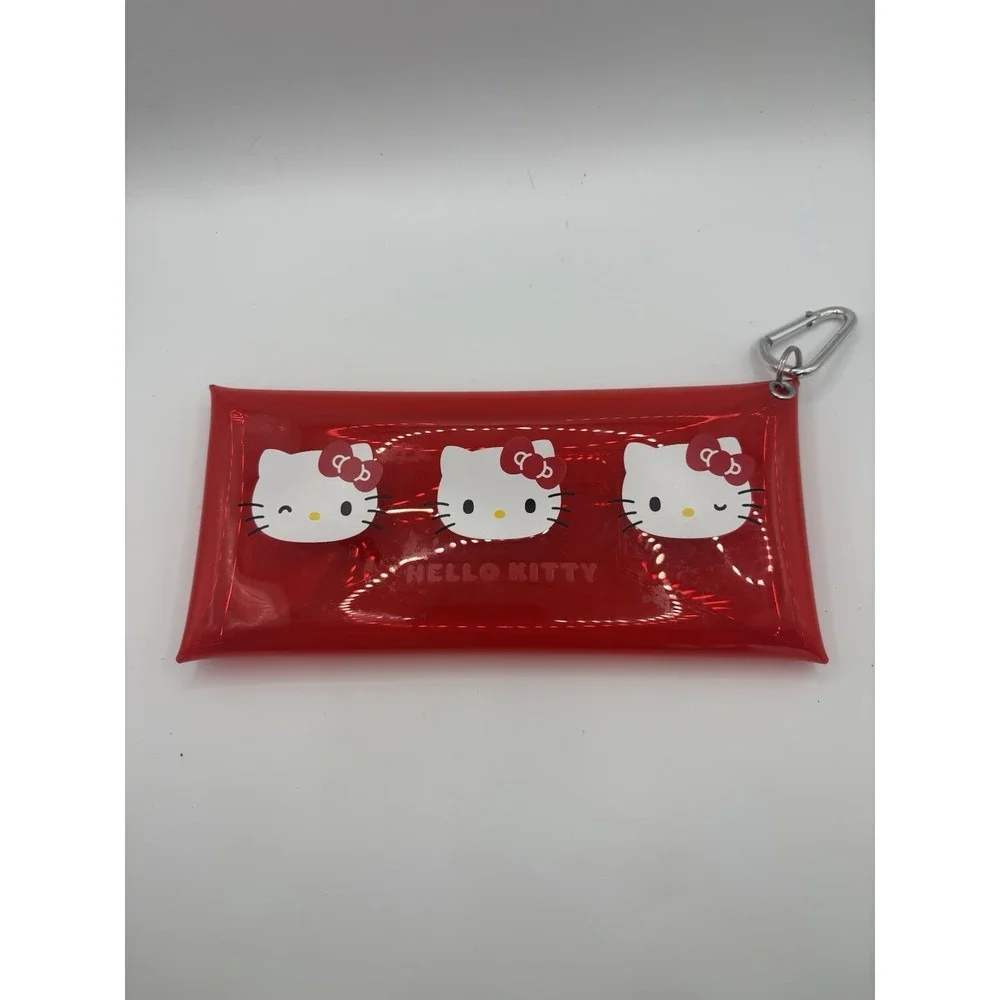 Sanrio Hello Kitty Red Clear Plastic Pencil Case
